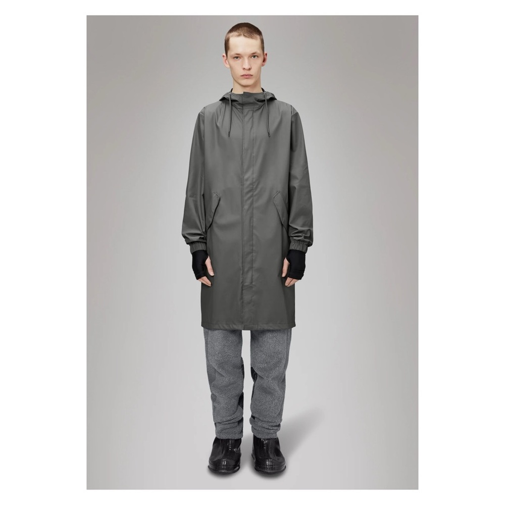 New! RAINS Fishtail Drawstring Hood Coated Parka - Picture 2 of 12